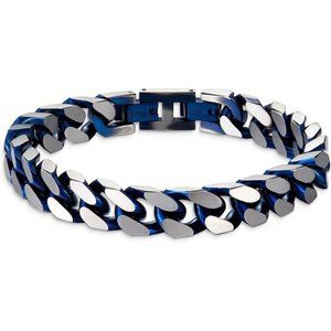 Bracelets for Men-Stainless Steel Fold Over Clasp Cuban Chain Mens Bracelet